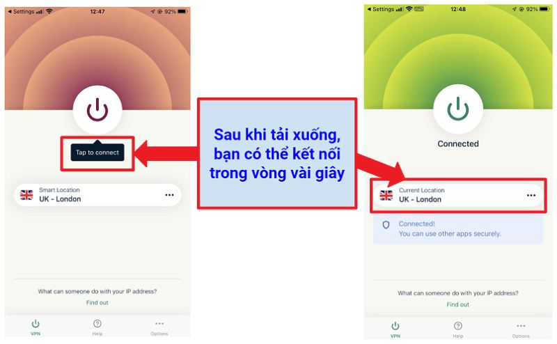 Bật Express VPN và truy cập vào link Iwin