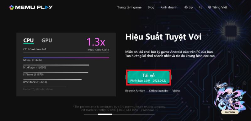 Truy cập vào trang web chính thức của Memu