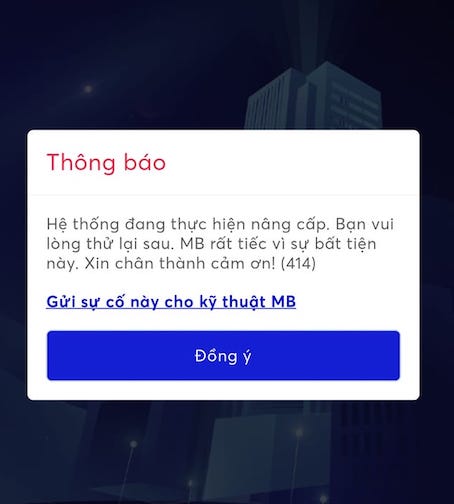Ngân hàng MBBank bảo trì khiến anh em không thể chuyển khoản tới iWin Club
