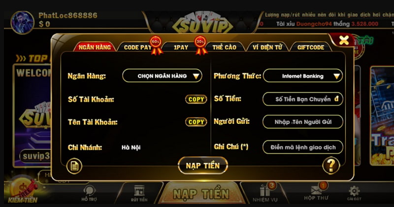 Cách giao dịch - rút tiền game Suvip
